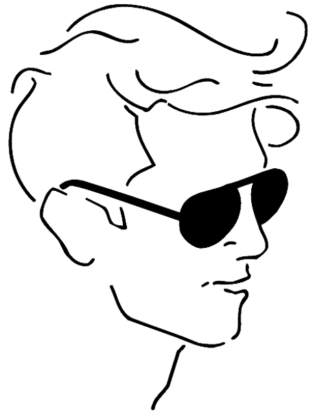 Man with sun glasses vinyl sticker. Customize on line. Optical and Watches 067-0139